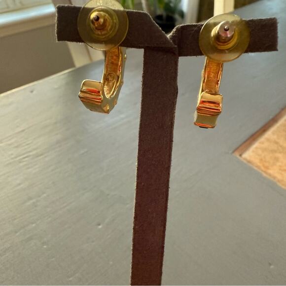 Swarovski Gold Tone Crystal Hoop Earrings - Picture 7 of 12